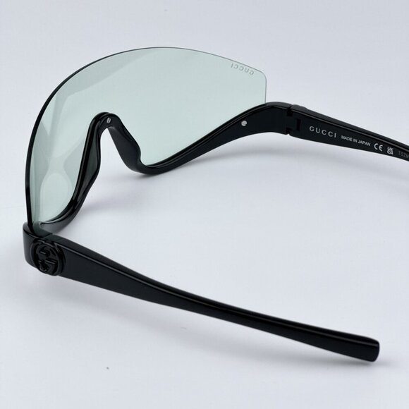 Gucci GG1650S 005 BRAND NEW Sunglasses Shiny Black  Green Unisex Shield Mask